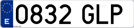 Ejemplo de matrícula de coche ordinaria 0832 GLP