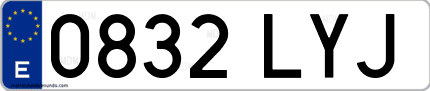 Ejemplo de matrícula de coche ordinaria 0832 LYJ