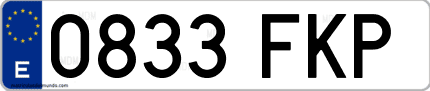 Ejemplo de matrícula de coche ordinaria 0833 FKP