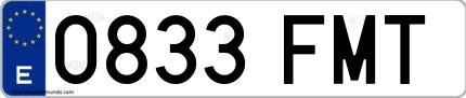 Ejemplo de matrícula española 0833 FMT