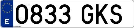 Ejemplo de matrícula española 0833 GKS