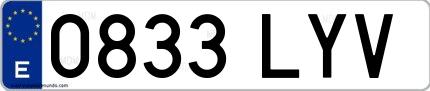 Ejemplo de matrícula española 0833 LYV