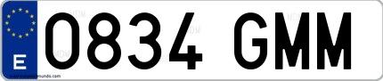 Ejemplo de matrícula española 0834 GMM