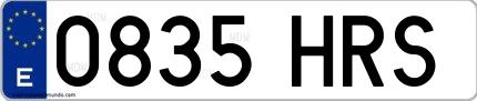 Ejemplo de matrícula española 0835 HRS
