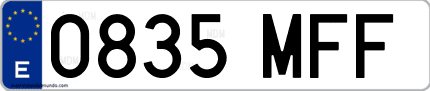 Ejemplo de matrícula de coche ordinaria 0835 MFF
