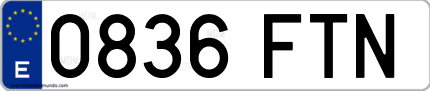 Ejemplo de matrícula de coche ordinaria 0836 FTN