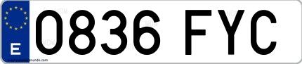 Ejemplo de matrícula española 0836 FYC