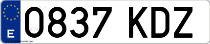 Ejemplo de matrícula de coche ordinaria 0837 KDZ