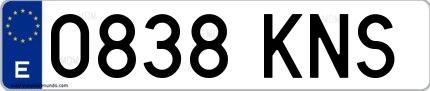 Ejemplo de matrícula española 0838 KNS
