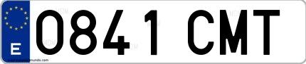 Ejemplo de matrícula española 0841 CMT
