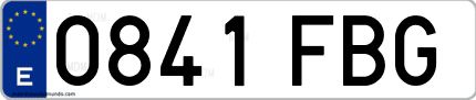 Ejemplo de matrícula de coche ordinaria 0841 FBG