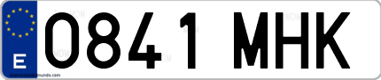 Ejemplo de matrícula de coche ordinaria 0841 MHK