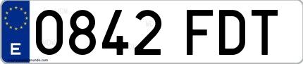 Ejemplo de matrícula española 0842 FDT