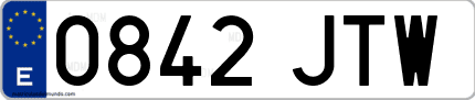 Ejemplo de matrícula de coche ordinaria 0842 JTW