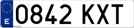 Ejemplo de matrícula de coche ordinaria 0842 KXT