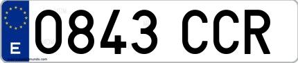 Ejemplo de matrícula española 0843 CCR