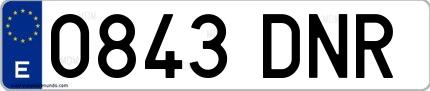 Ejemplo de matrícula española 0843 DNR