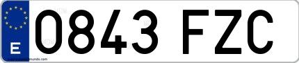 Ejemplo de matrícula española 0843 FZC