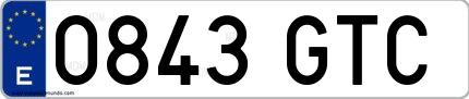 Ejemplo de matrícula española 0843 GTC