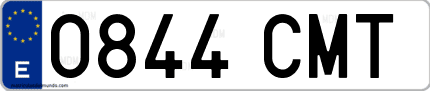 Ejemplo de matrícula de coche ordinaria 0844 CMT