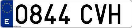 Ejemplo de matrícula de coche ordinaria 0844 CVH