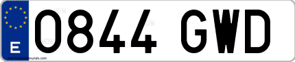Ejemplo de matrícula de coche ordinaria 0844 GWD