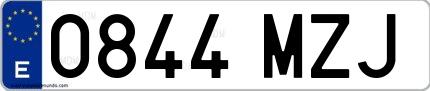 Ejemplo de matrícula española 0844 MZJ