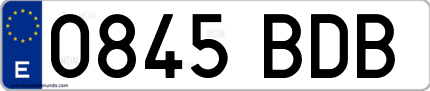 Ejemplo de matrícula de coche ordinaria 0845 BDB