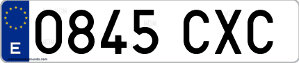 Ejemplo de matrícula de coche ordinaria 0845 CXC