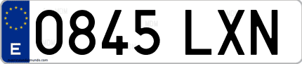 Ejemplo de matrícula de coche ordinaria 0845 LXN