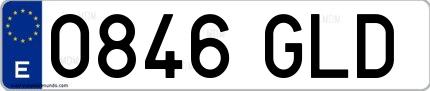 Ejemplo de matrícula española 0846 GLD