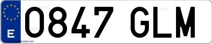 Ejemplo de matrícula española 0847 GLM