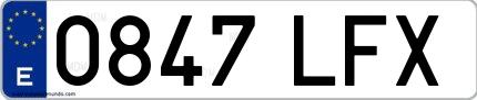 Ejemplo de matrícula española 0847 LFX