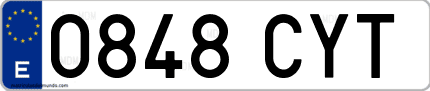 Ejemplo de matrícula de coche ordinaria 0848 CYT