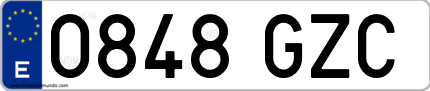 Ejemplo de matrícula de coche ordinaria 0848 GZC