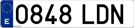 Ejemplo de matrícula española 0848 LDN