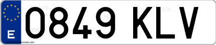 Ejemplo de matrícula de coche ordinaria 0849 KLV