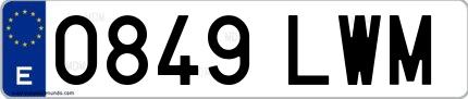 Ejemplo de matrícula española 0849 LWM