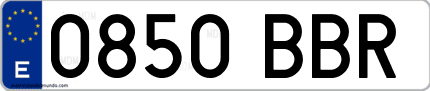Ejemplo de matrícula de coche ordinaria 0850 BBR