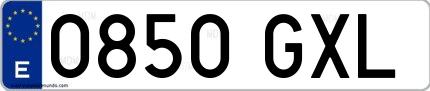Ejemplo de matrícula española 0850 GXL