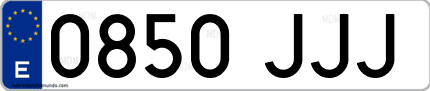Ejemplo de matrícula de coche ordinaria 0850 JJJ