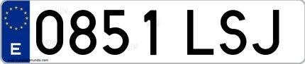 Ejemplo de matrícula española 0851 LSJ