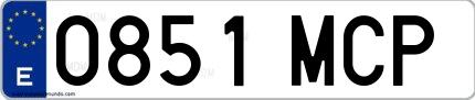 Ejemplo de matrícula española 0851 MCP