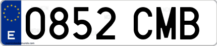 Ejemplo de matrícula de coche ordinaria 0852 CMB