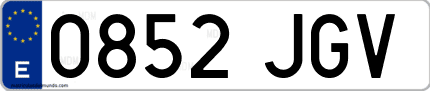 Ejemplo de matrícula de coche ordinaria 0852 JGV