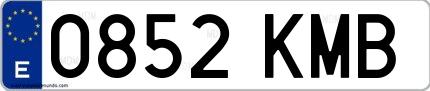 Ejemplo de matrícula española 0852 KMB