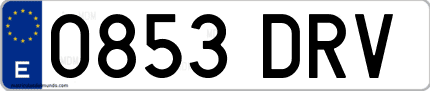 Ejemplo de matrícula de coche ordinaria 0853 DRV