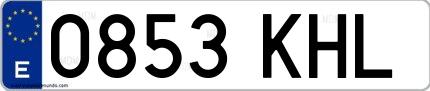 Ejemplo de matrícula española 0853 KHL