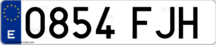 Ejemplo de matrícula de coche ordinaria 0854 FJH