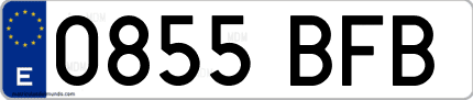 Ejemplo de matrícula de coche ordinaria 0855 BFB